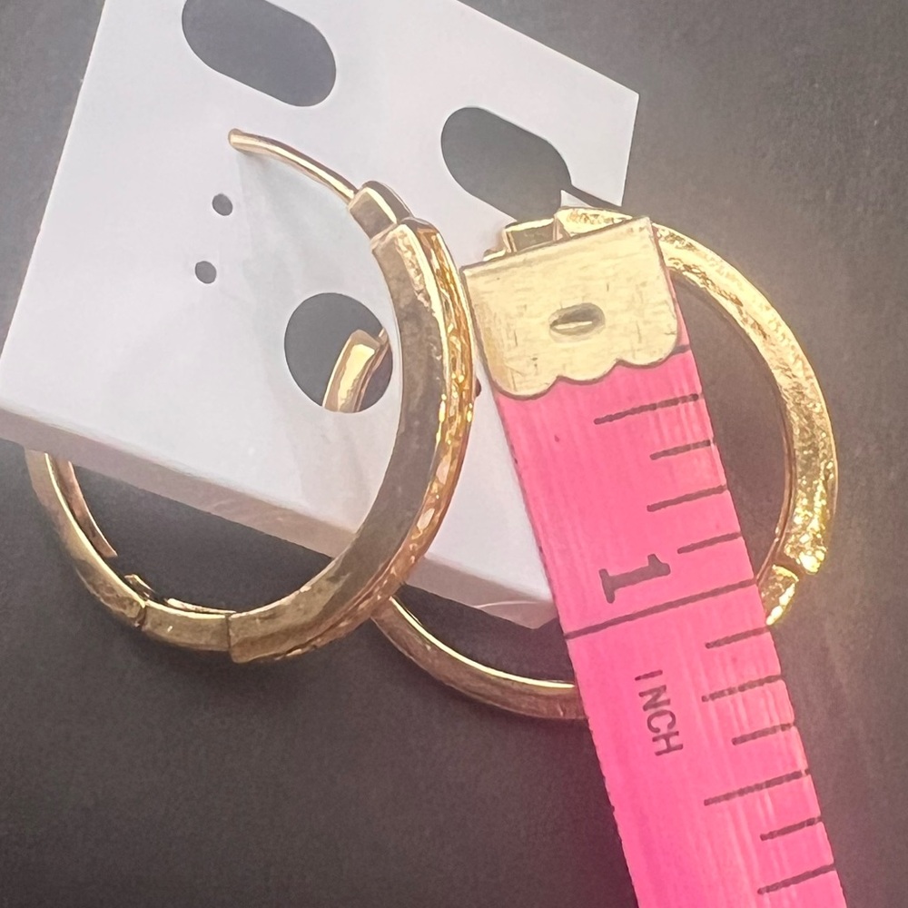 18k gold filled Elegant Gold Hoop Earrings with Yellow Accents - Picture 4 of 9